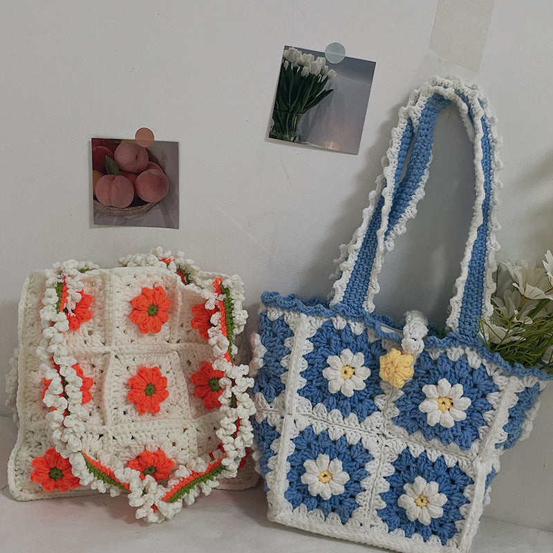 Hand Made Women's Bag Chrysanthemum Yarn Crochet | Yazijico™ 