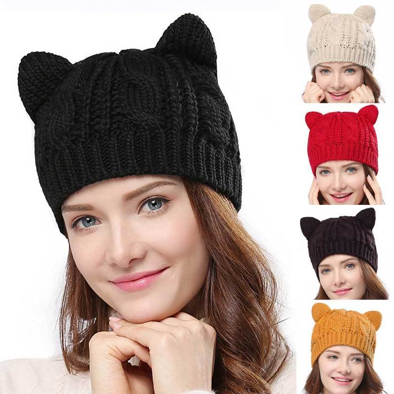 Hand Made Knitted Cat Ear Beanie For Winter | Yazijico™