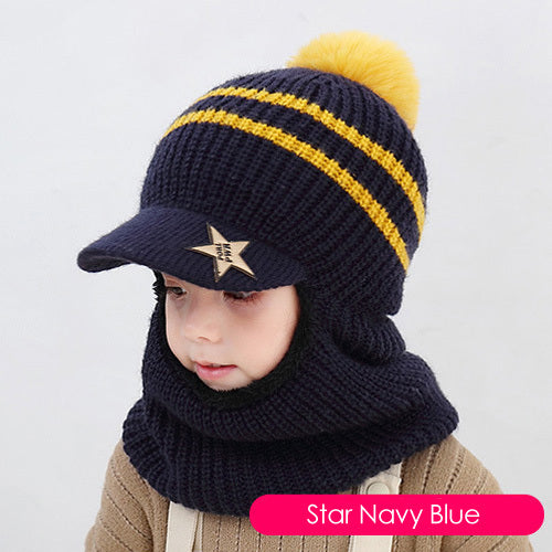 Children's neck guard one-piece woolen hat | Yazijico™ 