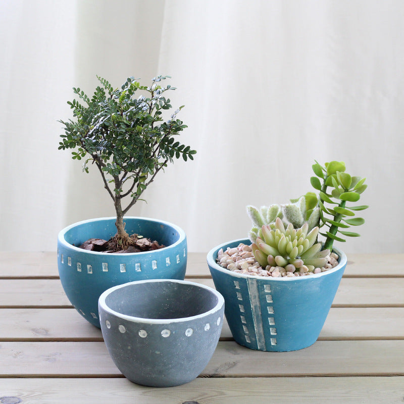 Hand made cement flowerpot fleshy combination | Yazijico™    