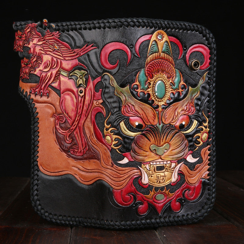 Hand made leather carving Wallet | Yazijico™ 