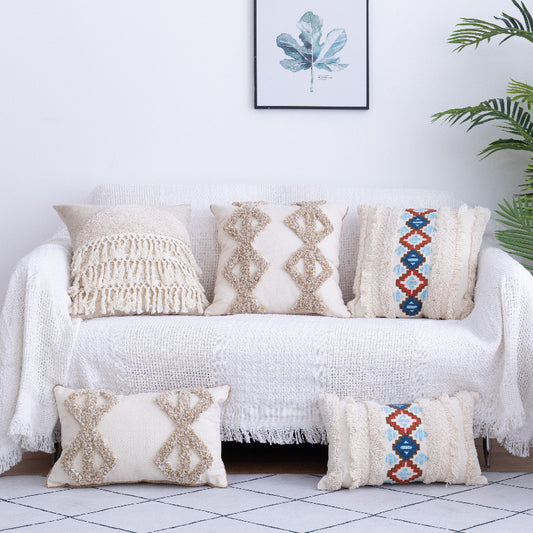 Yazijico™ Tufted Throw Pillow Moroccan Fringed Waist Pillow Case - Yazijico™ 