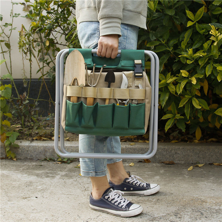 Gardening Stool With Tote Bag Tools Set Organizer  Yazijico™