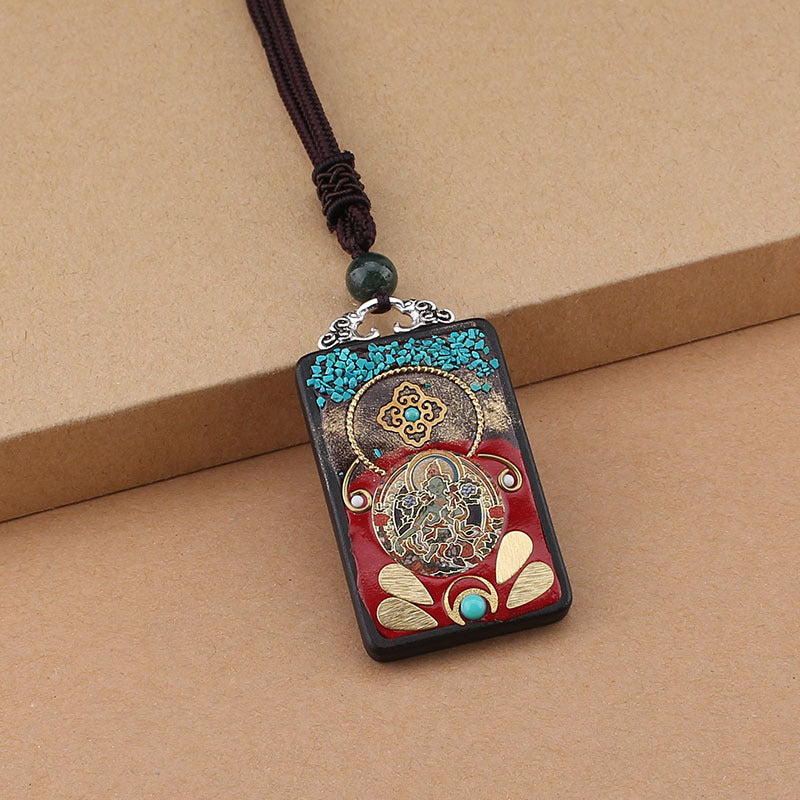 Pendentif en ébène Thangka fait main | Yazijico™