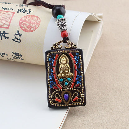 Hand-Made Thangka Ebony Pendant | Yazijico™