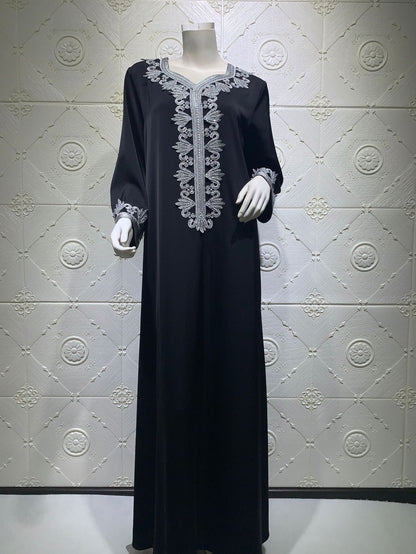 Dubai Long Skirt Embroidered Bronzing Lace Dress  Yazijico™ 