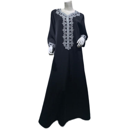 Dubai Long Skirt Embroidered Bronzing Lace Dress  Yazijico™ 