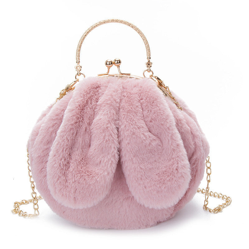 Plush Bag Faux Fur Rabbit Ear Clip | Yazijico™