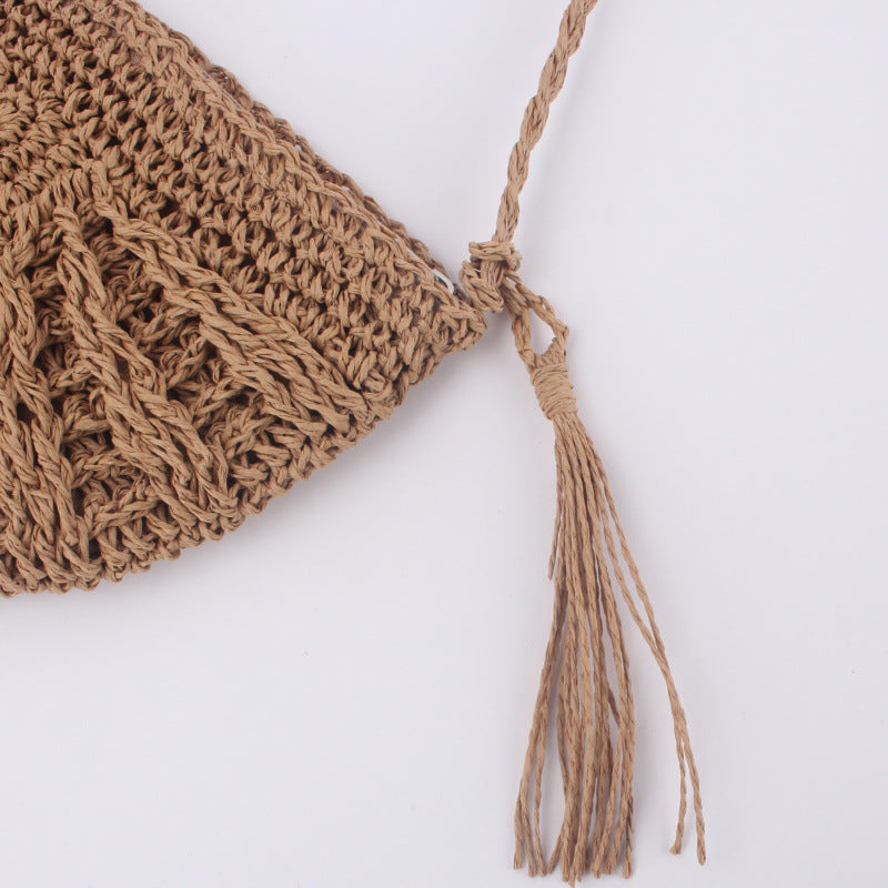 Hand Made Tassel Women's Straddle Straw Bag | Yazijico™  