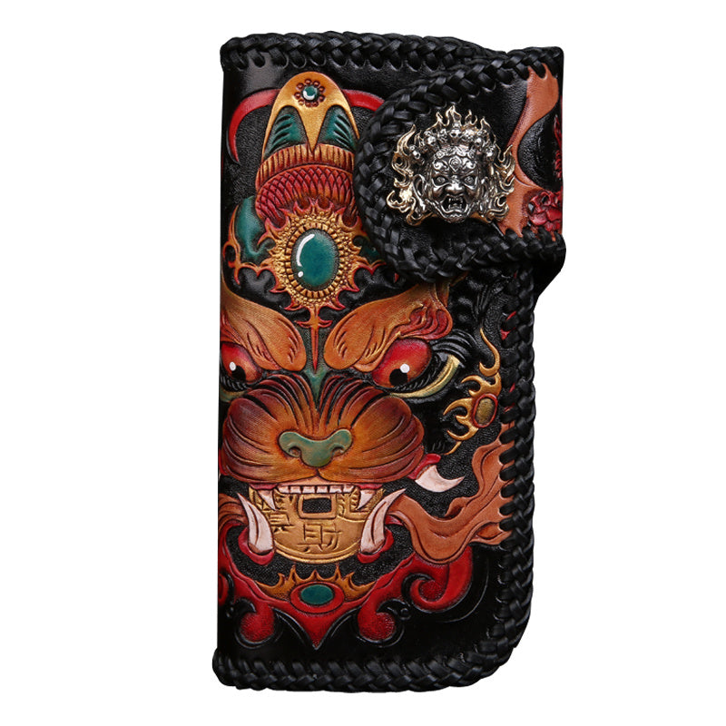 Hand made leather carving Wallet | Yazijico™ 