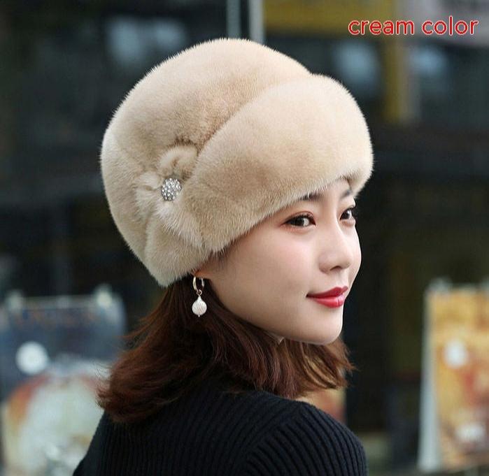 Fur Hat Female Artificial Mink Hair Top Hat | Yazijico™ 