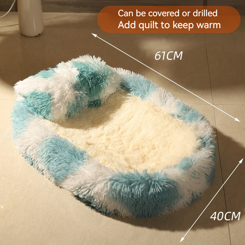 Long Wool Oval Plus Quilt Pets Bed | Yazijico™ 
