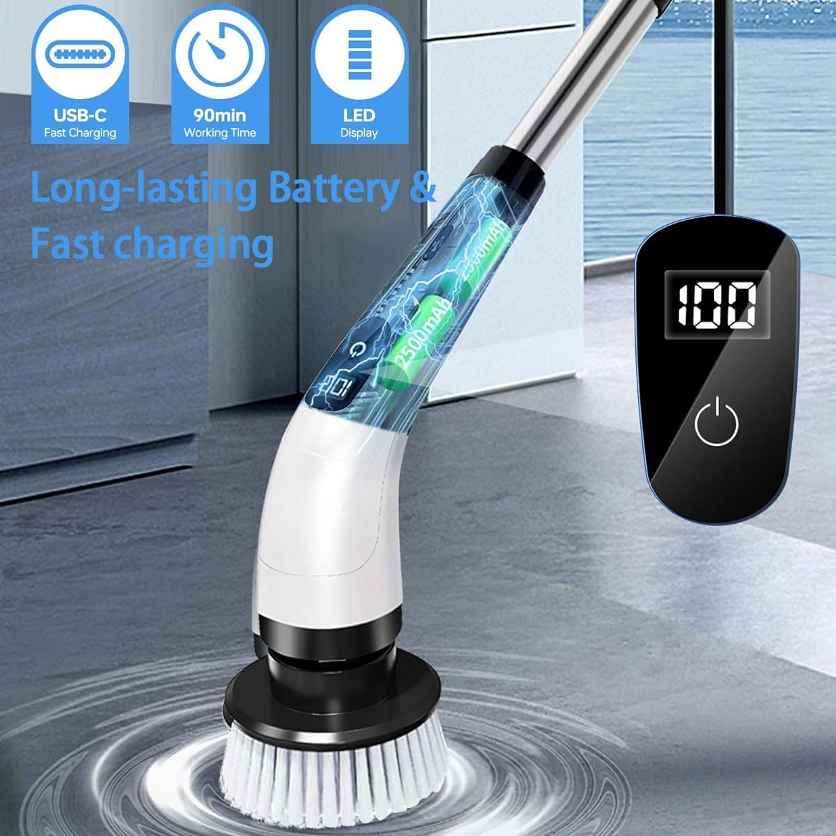 Motorized Rotary Scrubber Power Scrubber Cordless | Yazijico™
