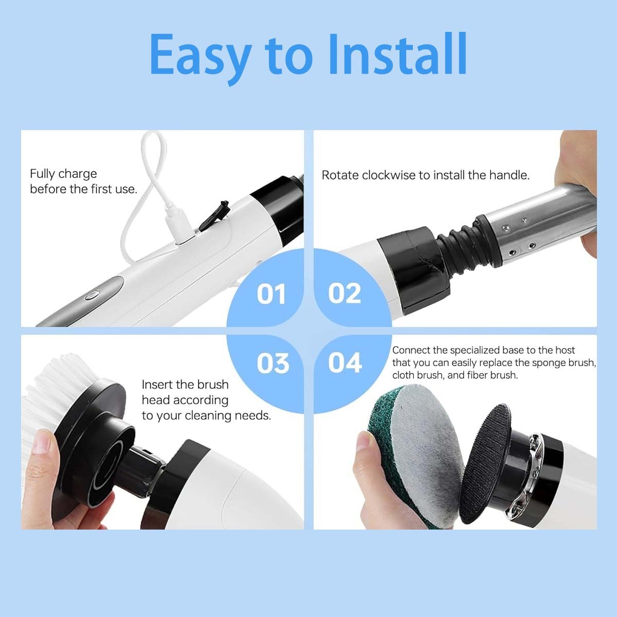 Motorized Rotary Scrubber Power Scrubber Cordless | Yazijico™
