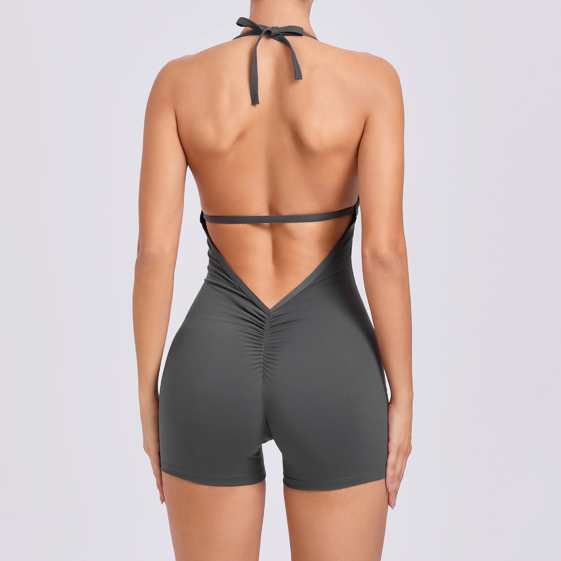 Yoga Pants Halter Neck Jumpsuit Back Shorts | Yazijico™