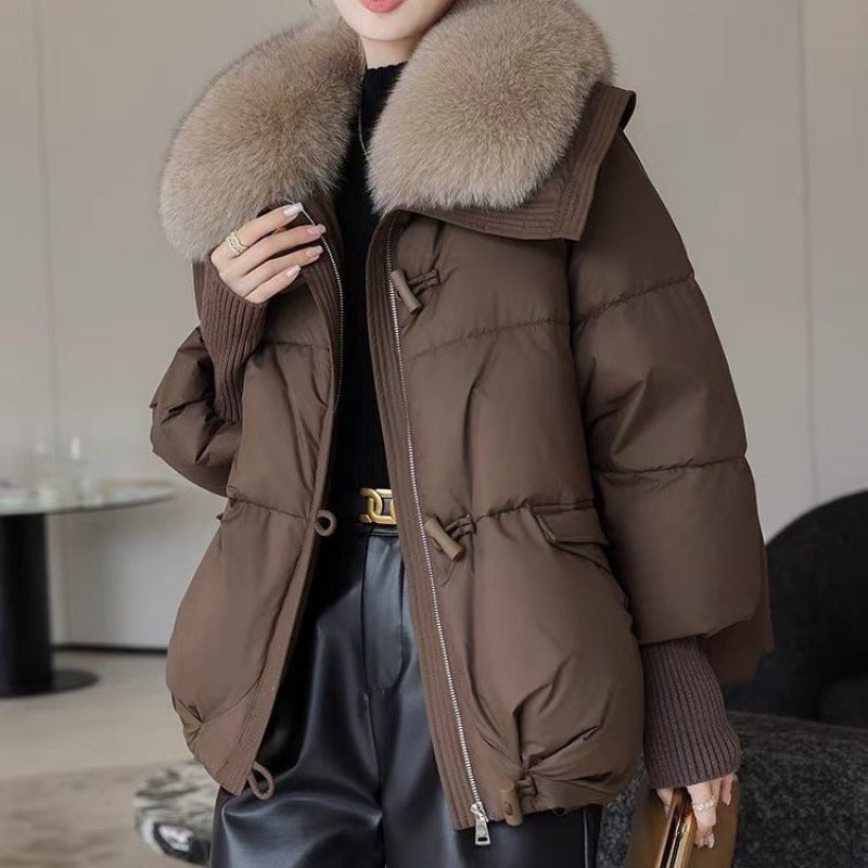 Down Cotton-padded Jacket Women's Short Fur Collar | Yazijico™
