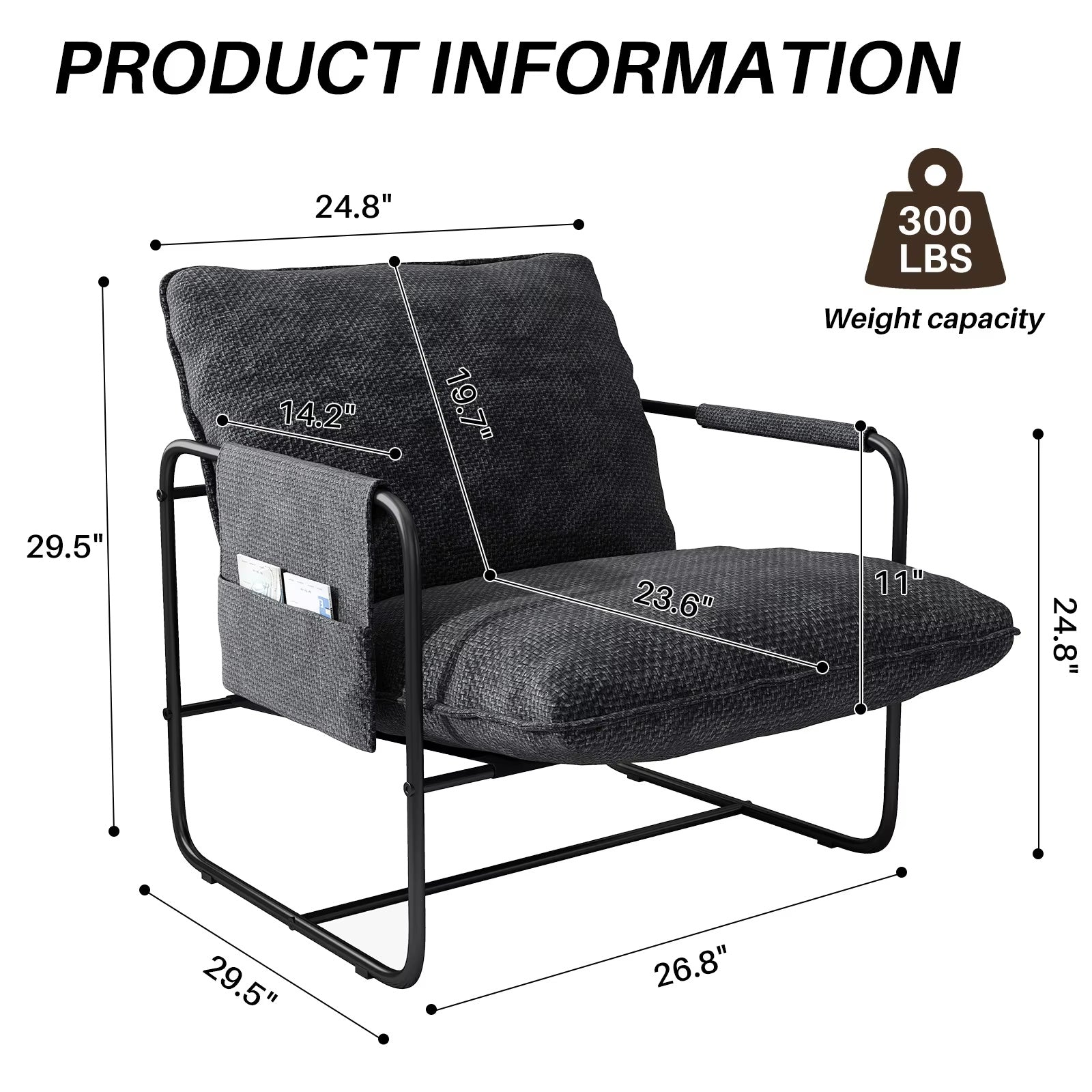 Nordic Style Iron Frame Armchair Reclining | Yazijico™ 