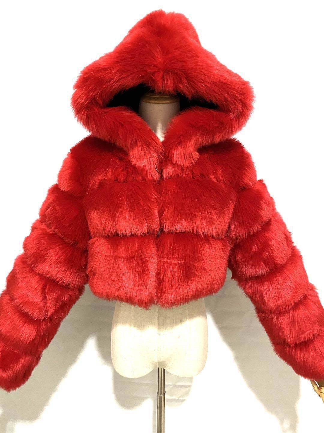 Short Hood Fox Fur Women's Long Sleeve Stitching Coat