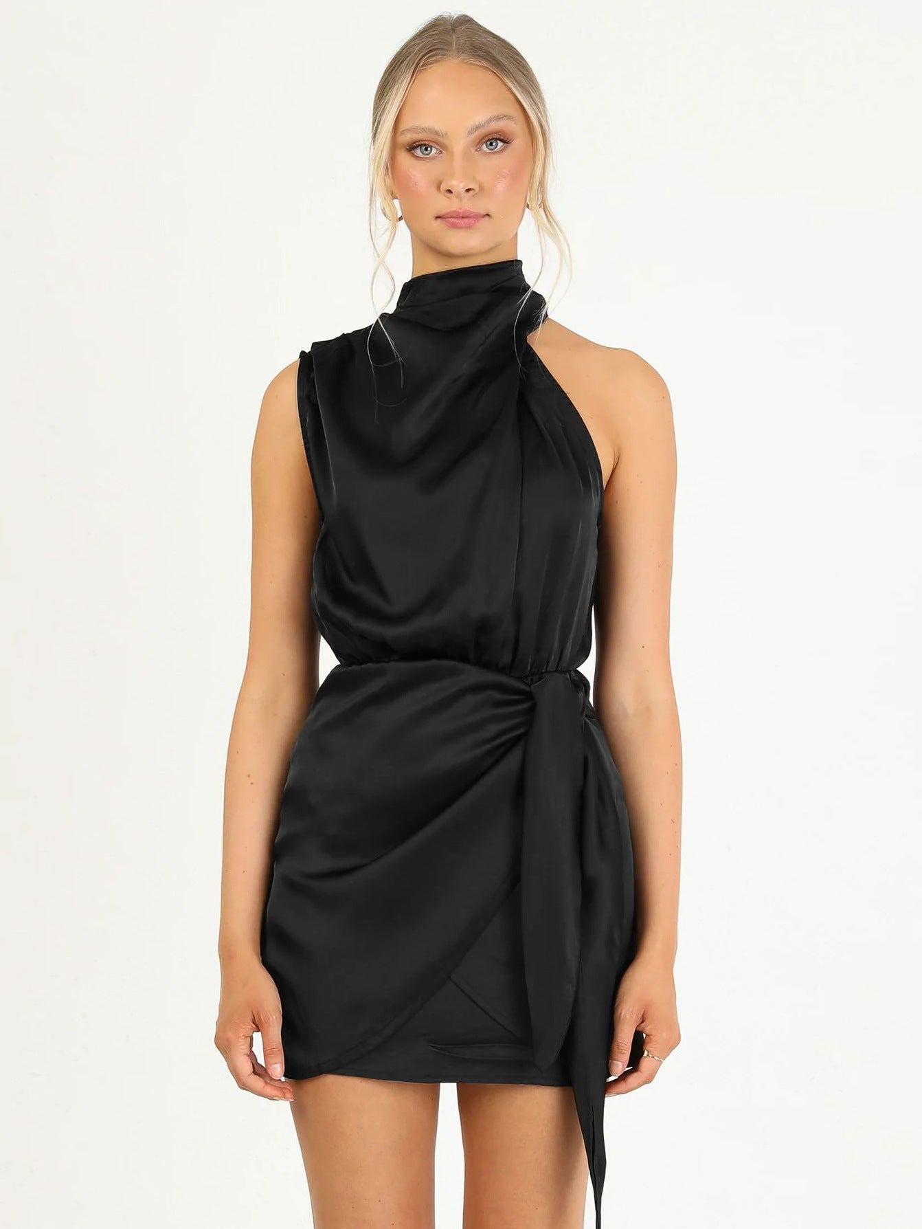 Satin Tied Slim Fit Socialite Dress Fashion| Yazijico™ 