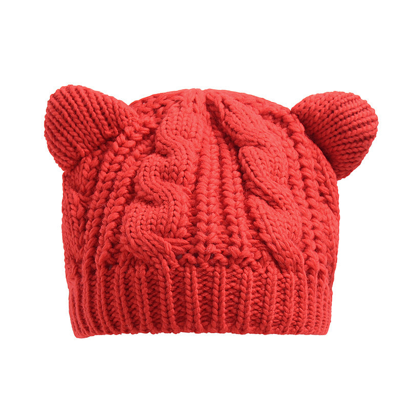 Hand Made Knitted Cat Ear Beanie For Winter | Yazijico™