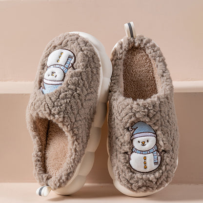 Cute Snowman Slippers Winter Indoor Plush  | Yazijico™ 