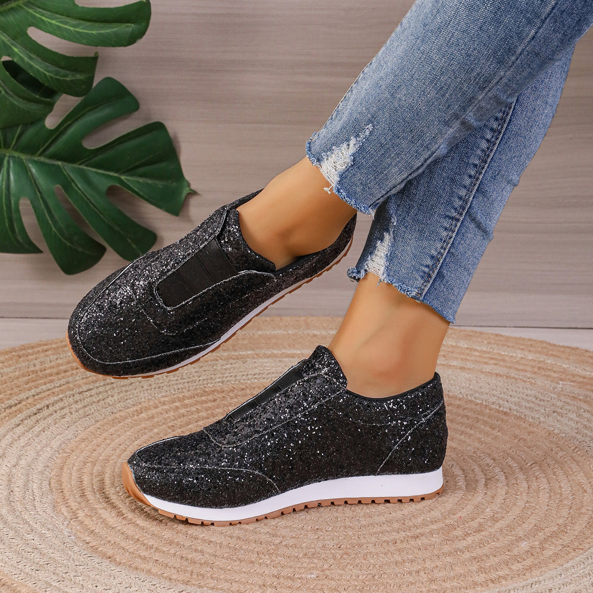 Gold Sliver Sequined Flats Shoes Women  Yazijico™ 