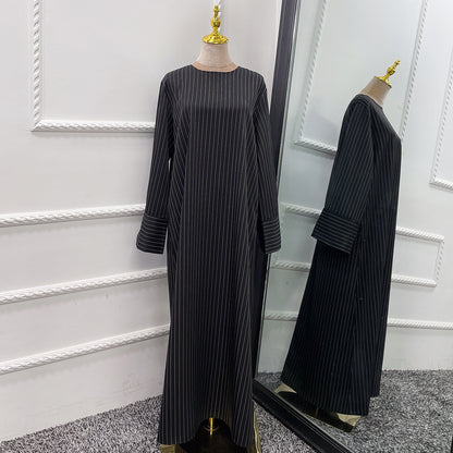 Middle East Stripe Tunneled Long Dress Women   Yazijico™