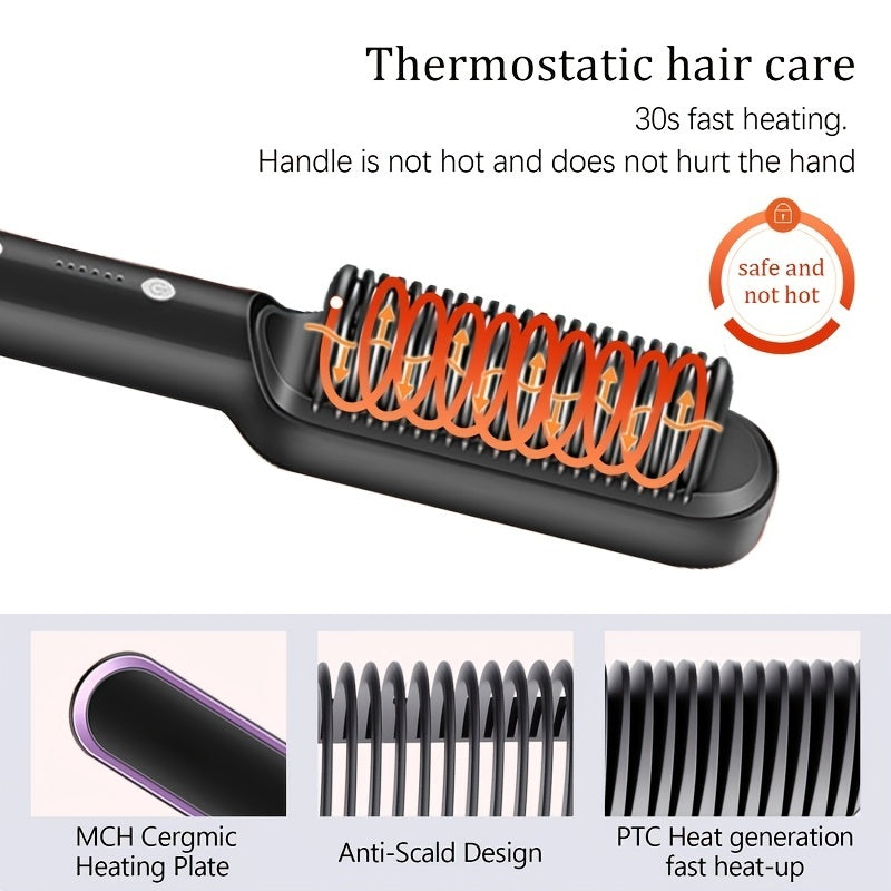 Electric Hair Straightener Brush Hot Comb | Yazijico™