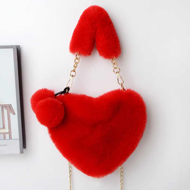 Love Bags Soft Plush Handbags Women Party Bag  Yazijico™ 