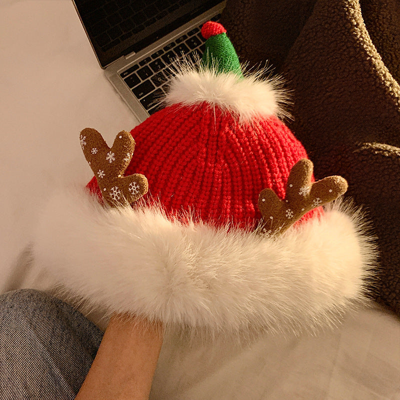 Christmas Antlers Plush Bonnet Children | Yazijico™ 