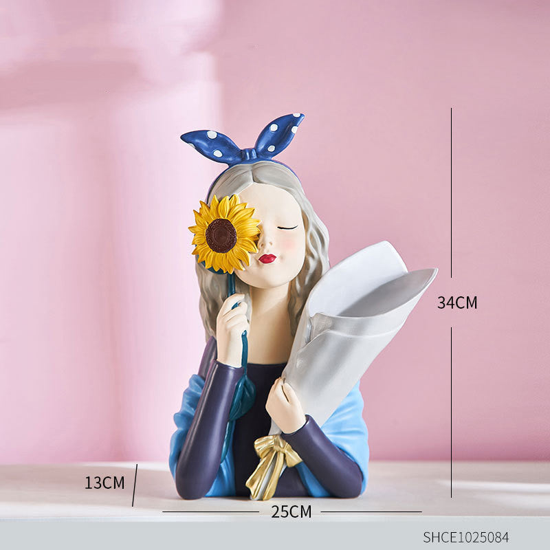 Yazijico™ home decor girl figurine resin sculpture abstract