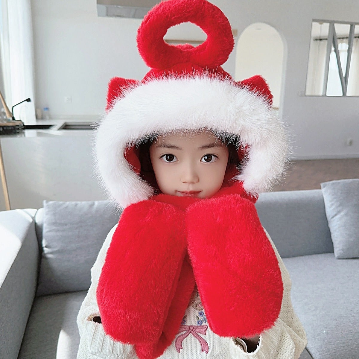 Children's Hat Scarf Gloves One-piece Hat | Yazijico™ 