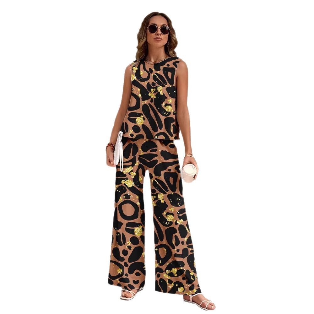 European And American Fashion Nation Geometric Vest Pants Suit