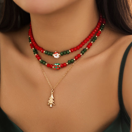 Beaded Women's Necklace Christmas Snowman | Yazijico™ 