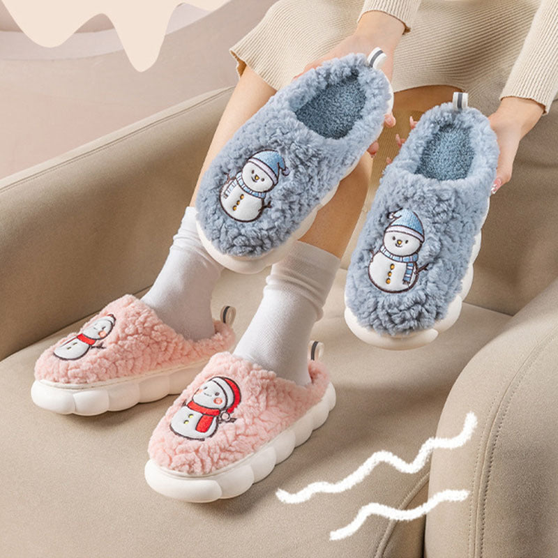 Cute Snowman Slippers Winter Indoor Plush  | Yazijico™ 