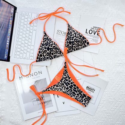 Leopard print Bikini Solid Color Female Split Swimsuit | Yazijico™