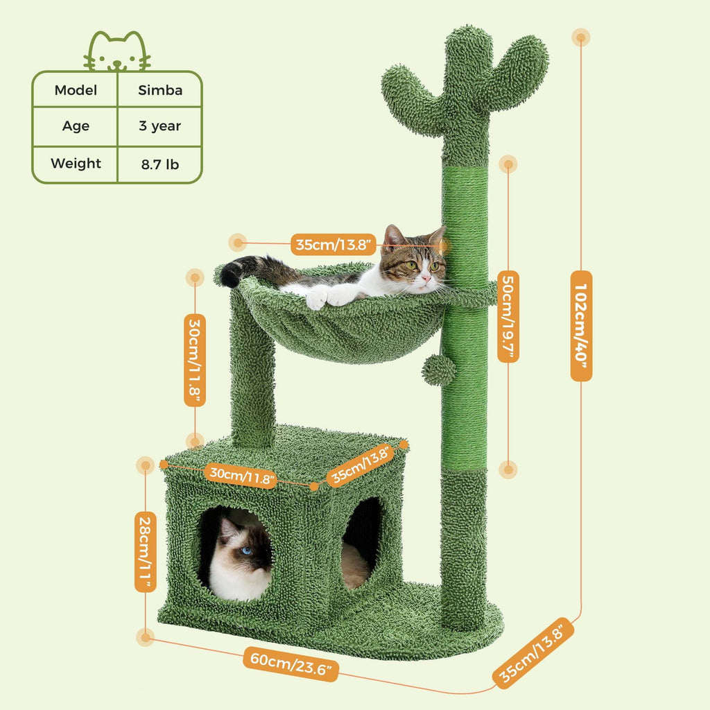 Cactus Cat Tree Condo With Hammock | Yazijico™ 