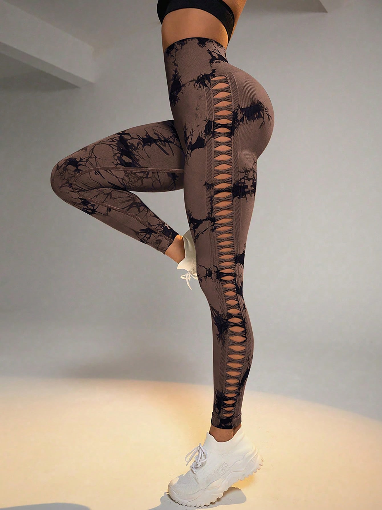 Cut Out Side Hollow Tie Dyed Yoga Pants | Yazijico™ 