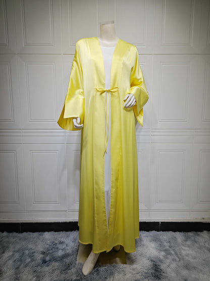 Robe musulmane du Moyen-Orient en satin doux et tendance | Yazijico™