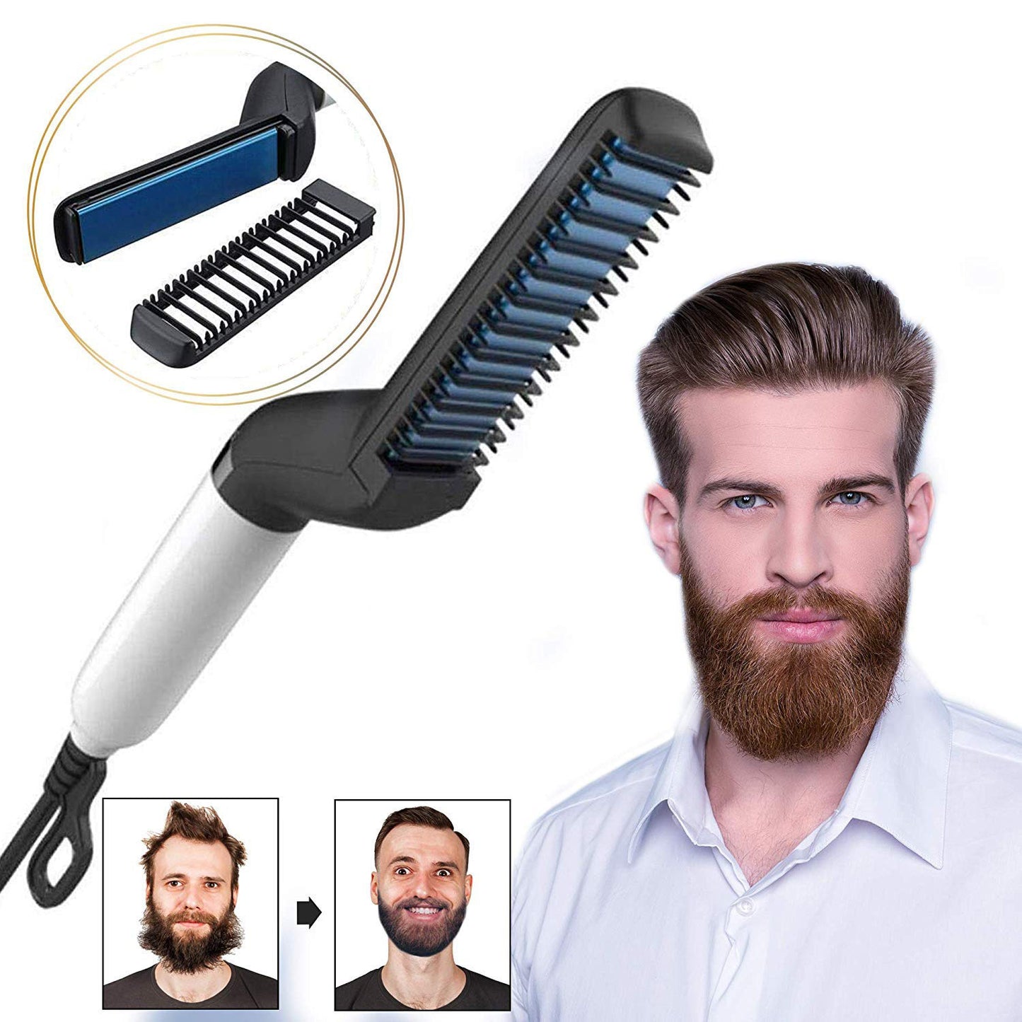 Electric Hair Straightener Brush Men | Yazijico™