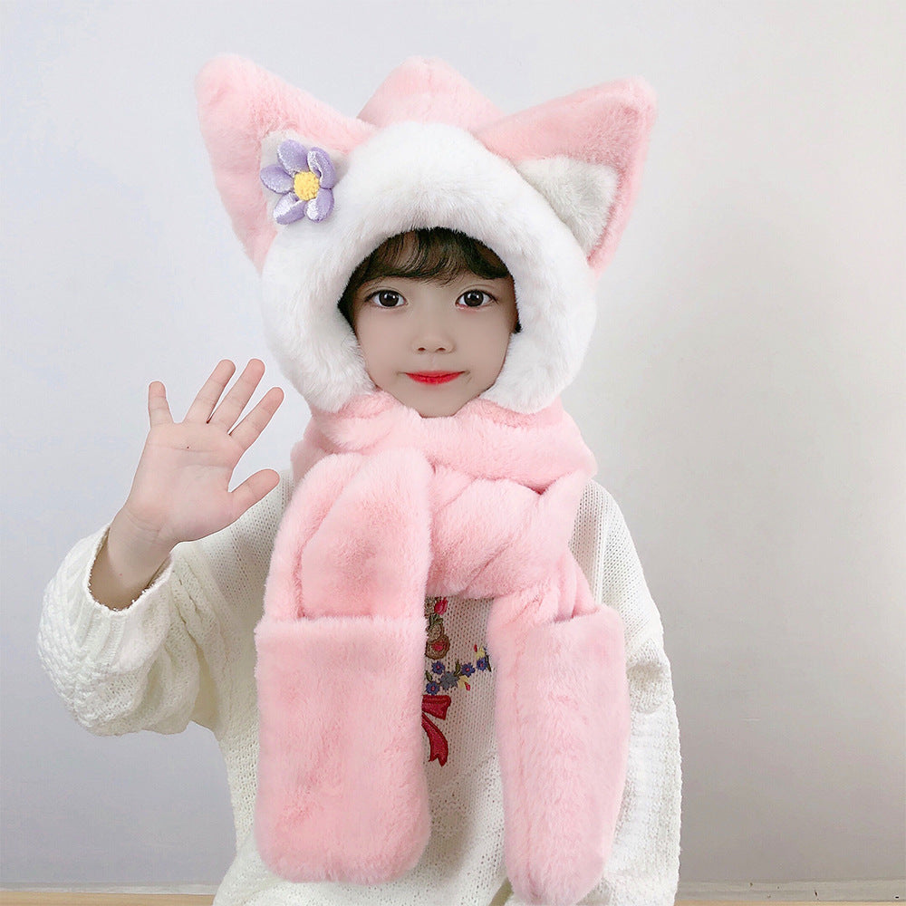 Children's Hat Scarf Gloves One-piece Hat | Yazijico™ 