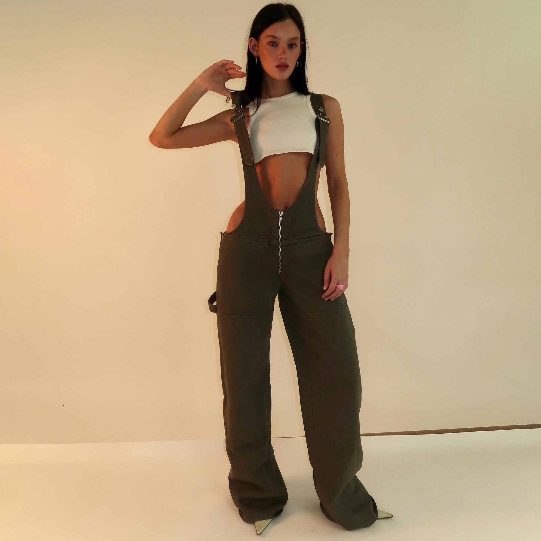 Zipper Denim Overalls Jumpsuit Streetwear | Yazijico™