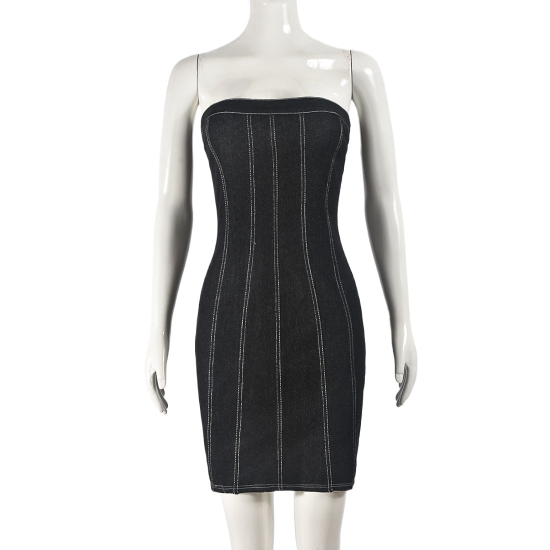 Dress Backless Tube Denim Slim Short  | Yazijico™ 