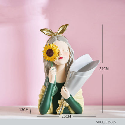 Yazijico™ home decor girl figurine resin sculpture abstract