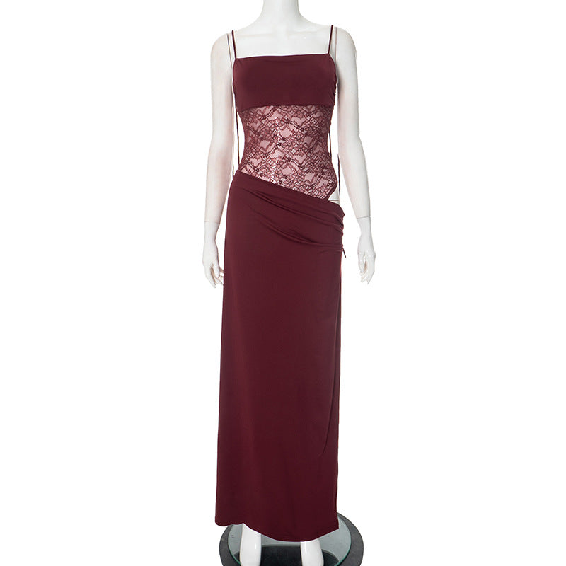 Lace Suspender Dress Fashion Sexy Lace Long Dresses Party Evening Club Beach Clothing For Women