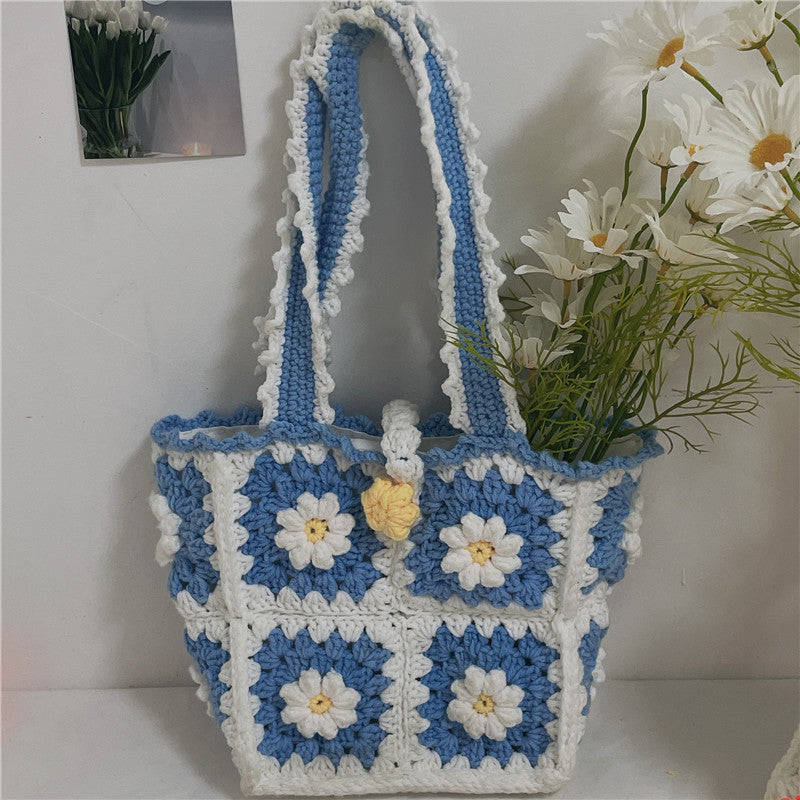 Hand Made Women's Bag Chrysanthemum Yarn Crochet | Yazijico™ 