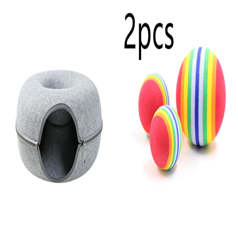 Tunnel Interactive Toy Grey Felt Cat Nest | Yazijico™