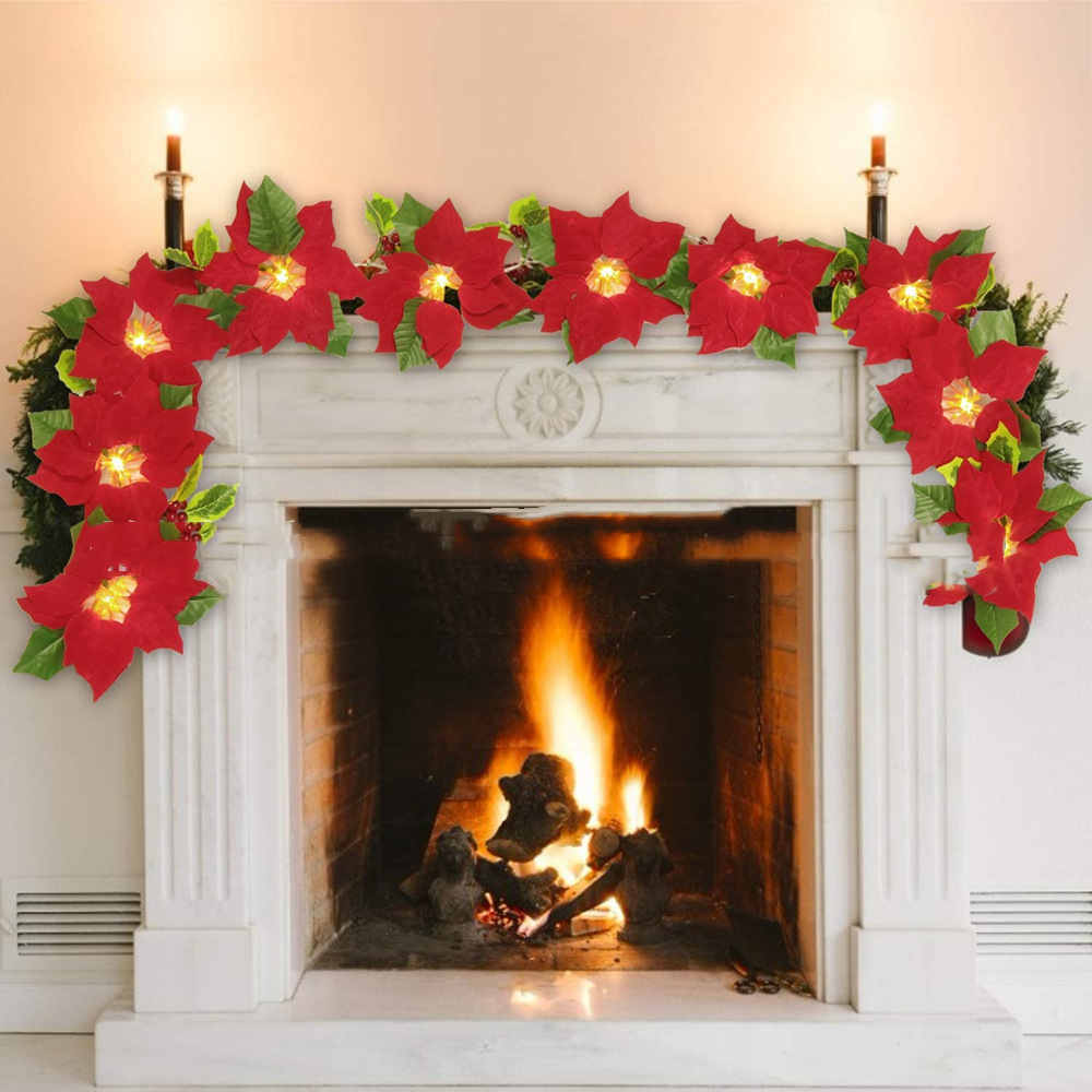 Door Frame Escalator Red Flower String Lights | Yazijico™ 