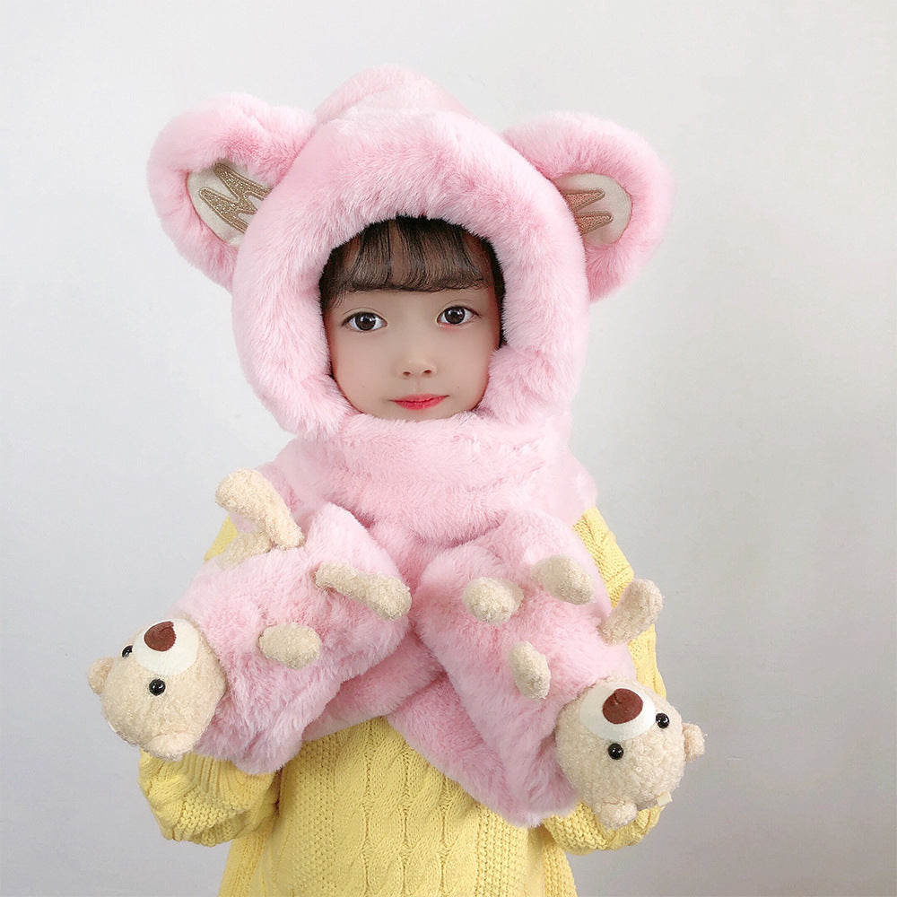 Children's Hat Scarf Gloves One-piece Hat | Yazijico™