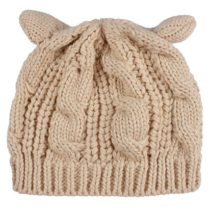 Hand Made Knitted Cat Ear Beanie For Winter | Yazijico™